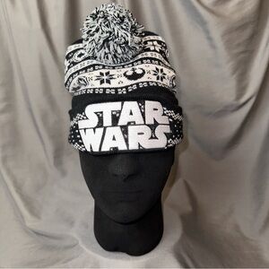 Star Wars Hat Mens OSFM Black White Galactic Imperial Rebel Knit Cuff Beanie Cap